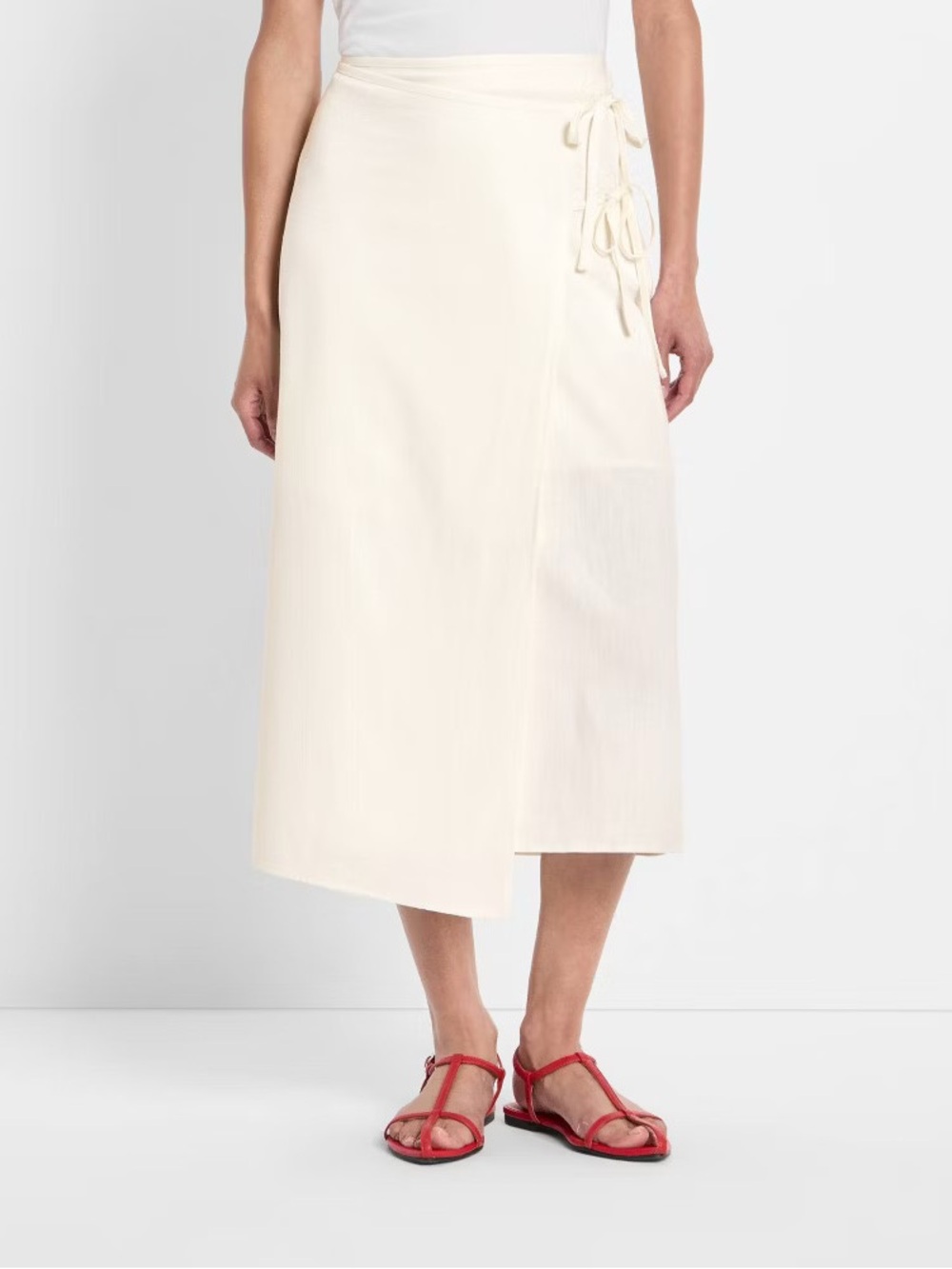 Future Collective Mid Rise Wrap Around Linen Midi Skirt